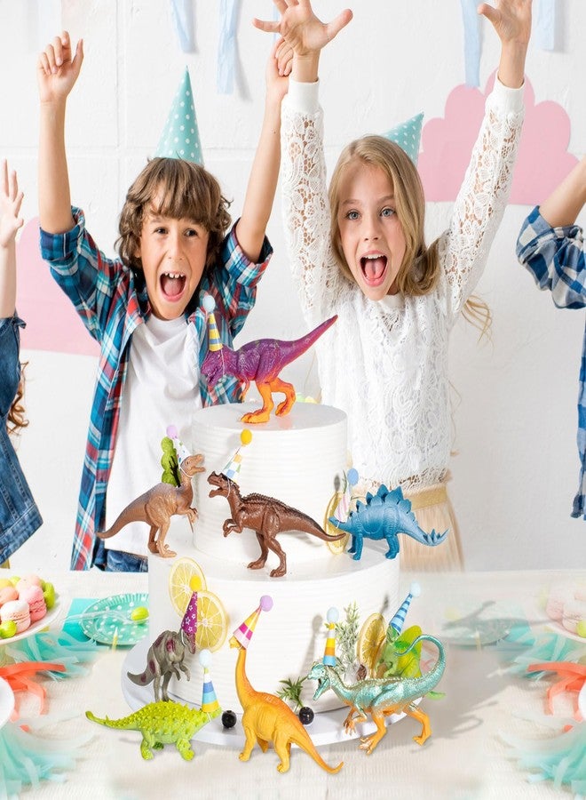 HOTPLACY 18 Pcs Dinosaur Birthday Party Decorations, Dinosaur Cake Toppers Mini Birthday Hat Animal Figure Model Cake Decoration with Mini Hat for Themed Birthday Party - Image 5